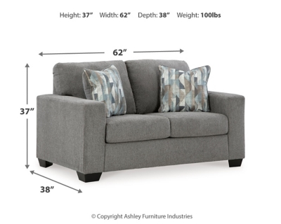 Deltona Loveseat, Graphite, large