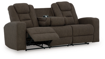 Mayhem Madness Manual Reclining Sofa with Drop Down Table | Ashley
