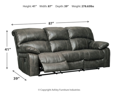 Dunwell Power Reclining Sofa, Steel, large