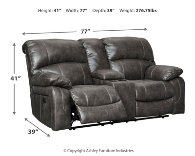 Dunwell Power Reclining Loveseat with Console, Steel, large