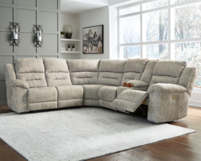 Power reclining sectional on sale with usb ports