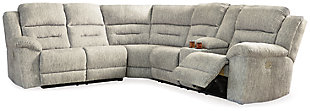 Family Den 3-Piece Power Reclining Sectional, Pewter, large