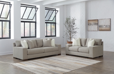 Maggie Sofa and Loveseat, Flax