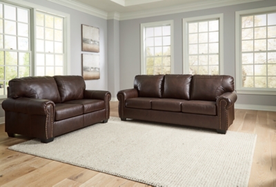 Colleton Leather Sofa and Loveseat, Dark Brown