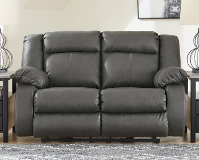 Denoron Power Reclining Loveseat, Gray, rollover