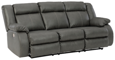 Denoron Power Reclining Sofa, Gray, large