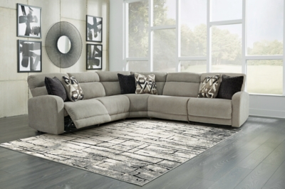 Fabric reclining deals sectional with chaise