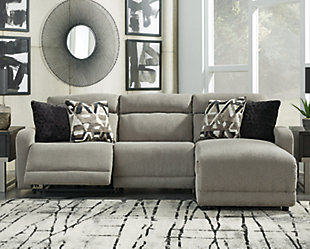 Colleyville 3-Piece Power Reclining Sectional with Chaise, Stone, rollover