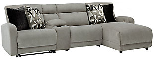 Colleyville 4-Piece Power Reclining Sectional with Chaise, Stone, large
