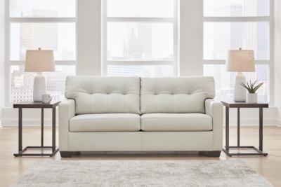 Belziani Leather Sofa Leather, Coconut