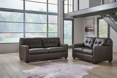 Belziani Leather Sofa and Loveseat, Storm