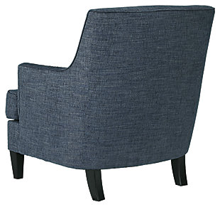 Simply striking and abundantly comfortable, the Tenino accent chair in indigo blue masters the art of everyday elegance. Whether your design aesthetic is contemporary, mid-century inspired or modern farmhouse, what a welcome addition with exceptional versatility.Corner-blocked frame | Attached back and loose seat cushions | High-resiliency foam cushions wrapped in thick poly fiber | Polyester upholstery | Exposed legs with faux wood finish