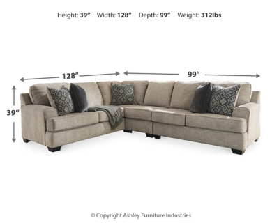 Bovarian 3-Piece Sectional, Stone, large