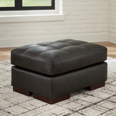 Luigi Leather Ottoman Leather, Thunder