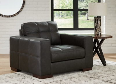 Luigi Oversized Leather Chair Leather, Thunder