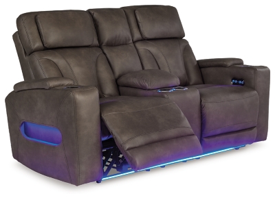 Warrior Peak Dual Power Reclining Loveseat with Console | Ashley