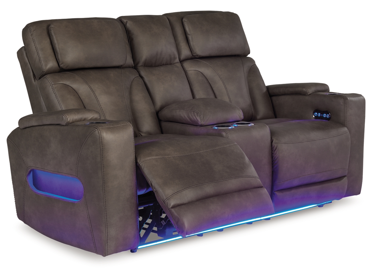 Warrior Peak Dual Power Reclining Loveseat with Console | Ashley