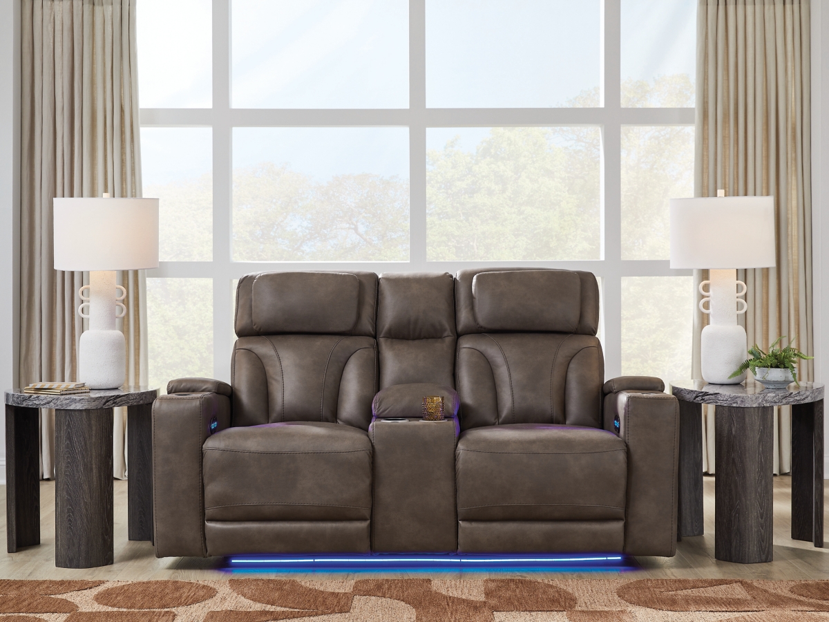 Warrior Peak Dual Power Reclining Loveseat with Console | Ashley