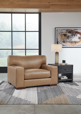 Lombardia Oversized Leather Chair Leather, Tumbleweed