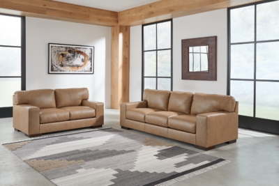 Lombardia Leather Sofa and Loveseat, Tumbleweed