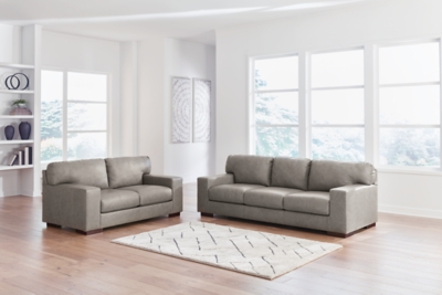 Lombardia Leather Sofa and Loveseat, Fossil