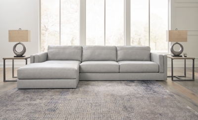 Amiata 2-Piece Leather Sectional with Chaise, Glacier