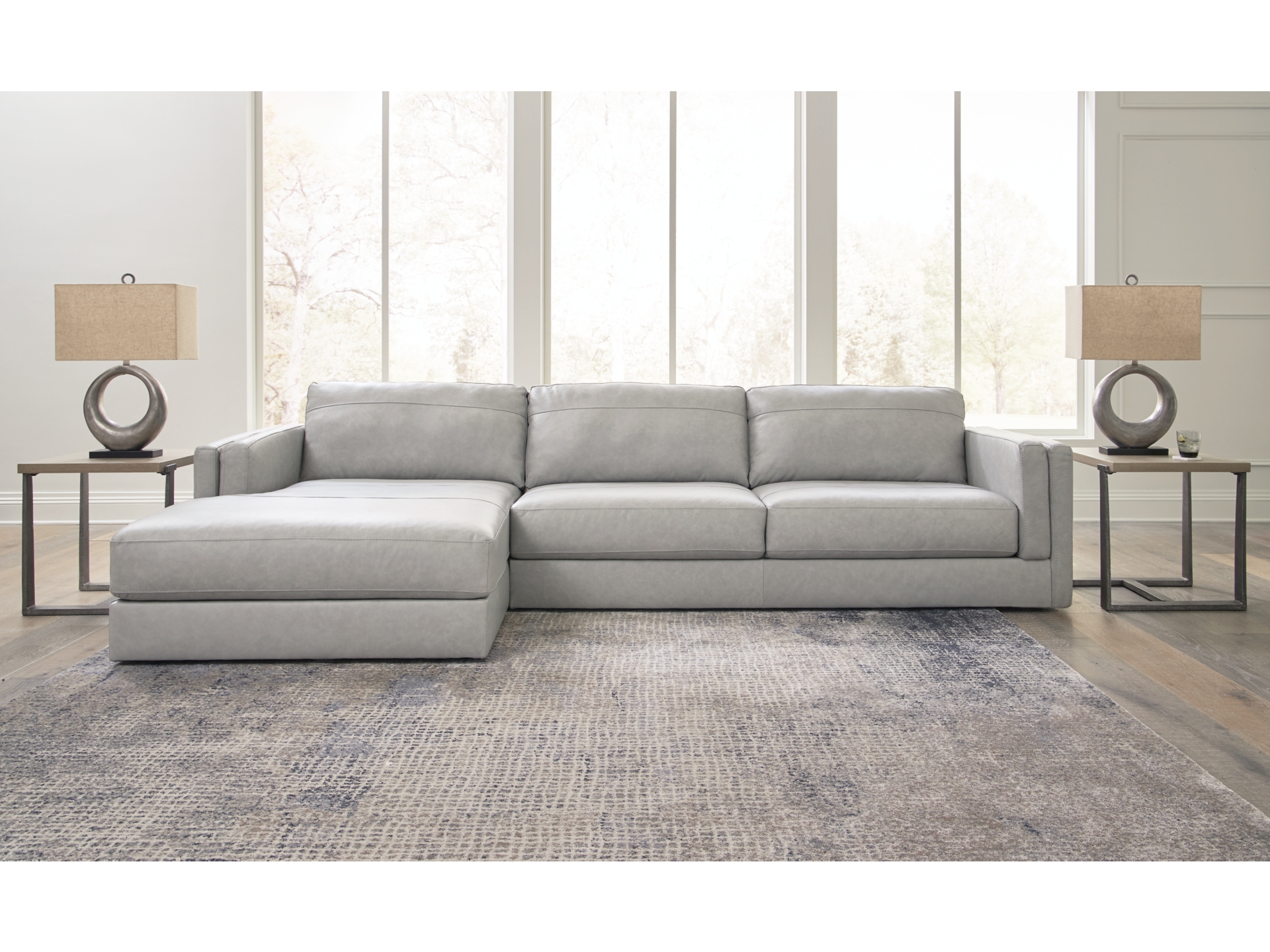 Image 2 of Amiata 2-Piece Leather Sectional with Chaise