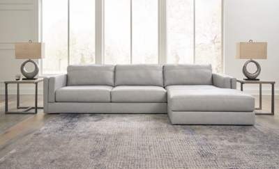 Amiata 2-Piece Leather Sectional with Chaise, Glacier