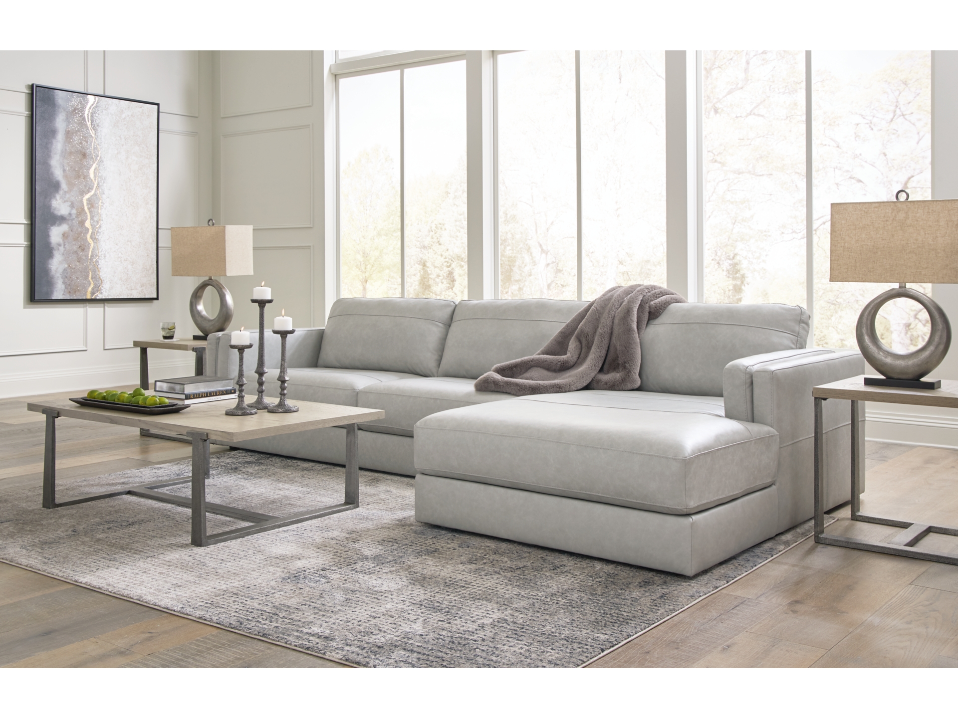 Amiata 2-Piece Leather Sectional with Chaise