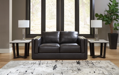 Amiata Leather Loveseat Leather, Onyx