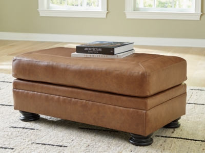 Carianna Leather Ottoman Leather, Caramel