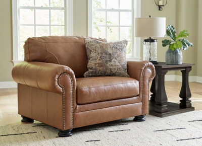 Carianna Oversized Leather Chair Leather, Caramel