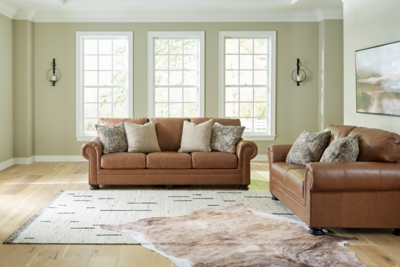 Carianna Leather Sofa and Loveseat, Caramel