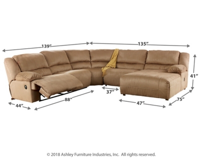 Hogan 5 Piece Reclining Sectional With Chaise Ashley