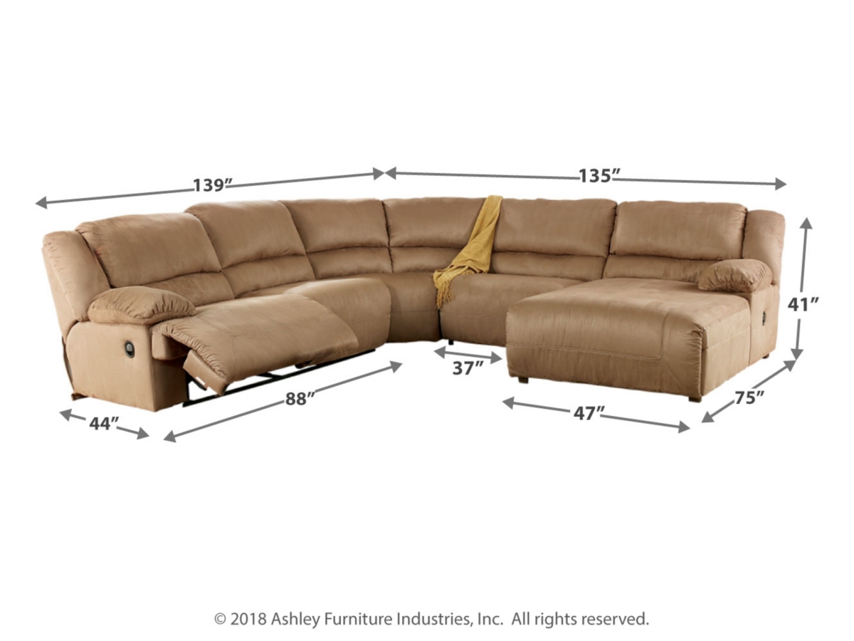 Hogan 5 Piece Reclining Sectional with Chaise Ashley