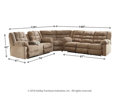 Workhorse 3-Piece Reclining Sectional, , large