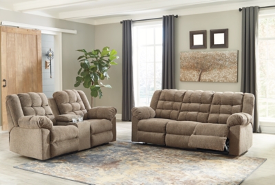 Signature Design by Ashley Workhorse Reclining Sofa and Loveseat-Cocoa