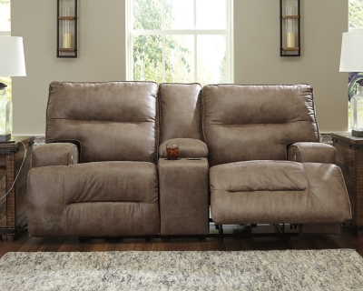 Hazenburg Power Reclining Loveseat with Console, , rollover