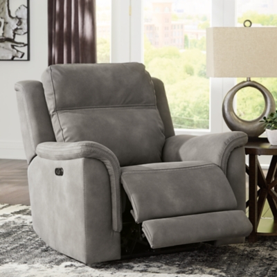 It’s time to rethink the way you relax—and time to experience the joys of the Next-Gen DuraPella power recliner. Taking a fashion-forward approach to the art of relaxation, the recliner—with a one-touch power control and an energy-efficient USB plug-in—will elevate your style and raise your standard of living. Its zero-gravity mechanism lifts the ottoman higher than traditional recliners to improve circulation. And talk about low maintenance. This designer recliner is wrapped in durable, water-repellent upholstery that's family- and pet-friendly.One-touch power control with adjustable positions, Easy View™ adjustable headrest and zero-draw USB plug-in | Zero-draw technology only consumes power when the USB receptacle is in use | Corner-blocked frame with metal reinforced seat | Attached back and seat cushions | High-resiliency foam cushions wrapped in thick poly fiber | Zero-gravity mechanism (raises the ottoman to improve circulation) | Extended ottoman for enhanced comfort | Water-repellent polyester/polyurethane (faux leather) upholstery | Power cord included; UL Listed | Estimated Assembly Time: 15 Minutes