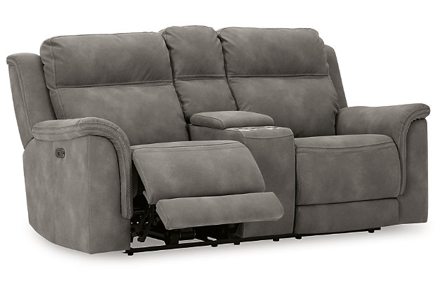 It’s time to rethink the way you relax—and time to experience the joys of the Next-Gen DuraPella power reclining loveseat. Taking a fashion-forward approach to the art of relaxation, the loveseat—with a one-touch power control and an energy-efficient USB plug-in—will elevate your style and raise your standard of living. Its zero-gravity mechanism lifts the ottoman higher than traditional recliners to improve circulation. And talk about low maintenance. This designer recliner is wrapped in durable, water-repellent upholstery that's family- and pet-friendly.Dual-sided recliner | One-touch power control with adjustable positions, Easy View™ adjustable headrest and zero-draw USB plug-in | Zero-draw technology only consumes power when the USB receptacle is in use | Corner-blocked frame with metal reinforced seat | Attached back and seat cushions | High-resiliency foam cushions wrapped in thick poly fiber | Zero-gravity mechanism (raises the ottoman to 23" off the floor for improved circulation) | Extended ottoman for enhanced comfort | Water-repellent polyester/polyurethane (faux leather) upholstery | Power cord included; UL Listed | Estimated Assembly Time: 15 Minutes