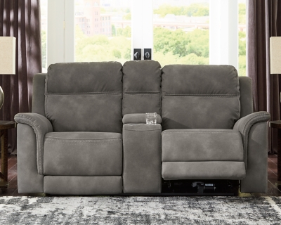 Next-Gen DuraPella Power Reclining Loveseat with Console, Slate, rollover