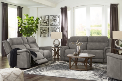 Next-Gen DuraPella Performance Fabric Dual Power Reclining Sofa, Loveseat and Recliner, Slate