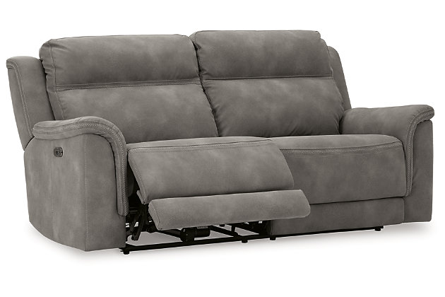 It’s time to rethink the way you relax—and time to experience the joys of the Next-Gen DuraPella power reclining sofa. Taking a fashion-forward approach to the art of relaxation, the sofa—with a one-touch power control and an energy-efficient USB plug-in—will elevate your style and raise your standard of living. Its zero-gravity mechanism lifts the ottoman higher than traditional recliners to improve circulation. And talk about low maintenance. This designer recliner is wrapped in durable, water-repellent upholstery that's family- and pet-friendly.Dual-sided recliner | One-touch power control with adjustable positions, Easy View™ adjustable headrest and zero-draw USB plug-in | Zero-draw technology only consumes power when the USB receptacle is in use | Corner-blocked frame with metal reinforced seat | Attached back and seat cushions | High-resiliency foam cushions wrapped in thick poly fiber | Zero-gravity mechanism (raises the ottoman to 23" off the floor for improved circulation) | Extended ottoman for enhanced comfort | Water-repellent polyester/polyurethane (faux leather) upholstery | Power cord included; UL Listed | Estimated Assembly Time: 15 Minutes