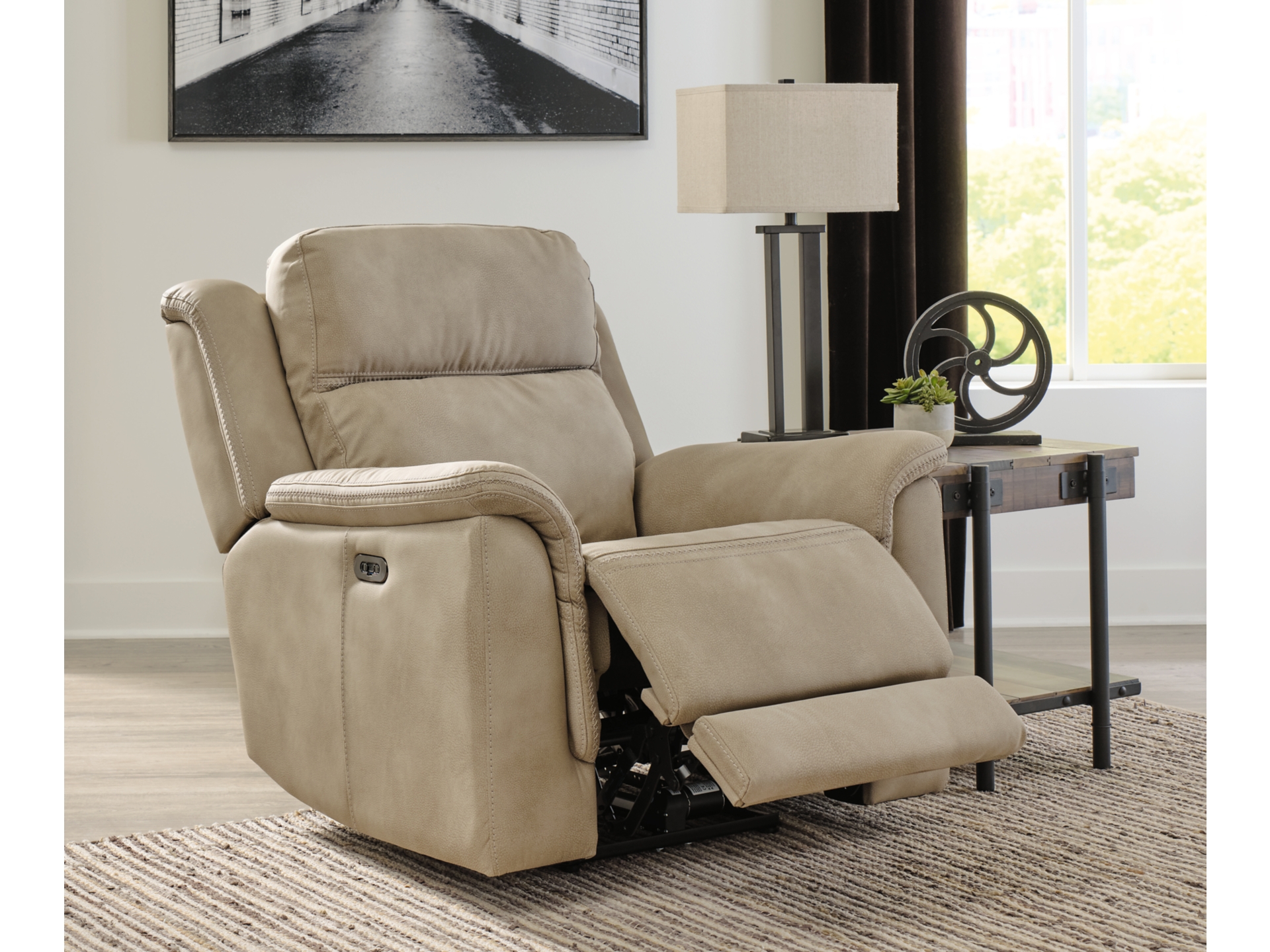 Next-Gen DuraPella Performance Fabric Dual Power Recliner Sand 