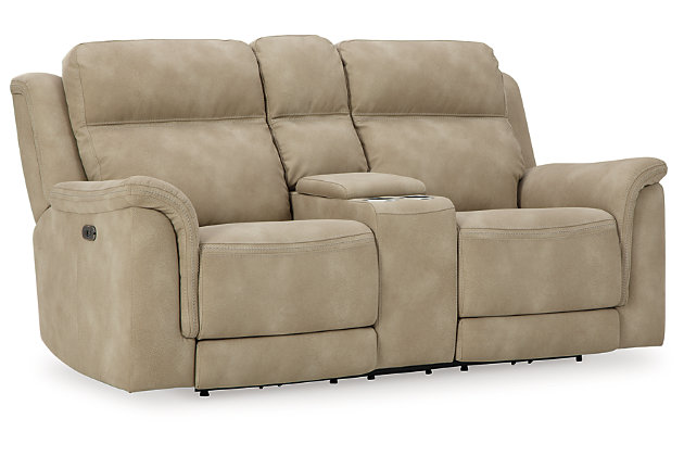 It’s time to rethink the way you relax—and time to experience the joys of the Next-Gen DuraPella power reclining loveseat. Taking a fashion-forward approach to the art of relaxation, the loveseat—with a one-touch power control and an energy-efficient USB plug-in—will elevate your style and raise your standard of living. Its zero-gravity mechanism lifts the ottoman higher than traditional recliners to improve circulation. And talk about low maintenance. This designer recliner is wrapped in durable, water-repellent upholstery that's family- and pet-friendly.Dual-sided recliner | One-touch power control with adjustable positions, Easy View™ adjustable headrest and zero-draw USB plug-in | Zero-draw technology only consumes power when the USB receptacle is in use | Corner-blocked frame with metal reinforced seat | Attached back and seat cushions | High-resiliency foam cushions wrapped in thick poly fiber | Zero-gravity mechanism (raises the ottoman to improve circulation) | Extended ottoman for enhanced comfort | Water-repellent polyester/polyurethane (faux leather) upholstery | Power cord included; UL Listed | Estimated Assembly Time: 15 Minutes