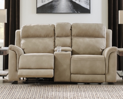 Next-Gen DuraPella Performance Fabric Dual Power Reclining Loveseat with Console, Sand