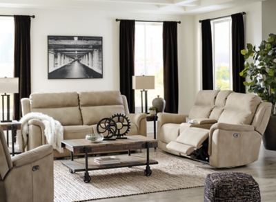 Next-Gen DuraPella Performance Fabric Dual Power Reclining Sofa, Loveseat and Recliner, Sand