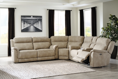 Next-Gen DuraPella 3-Piece Performance Fabric Dual Power Reclining Sectional, Sand