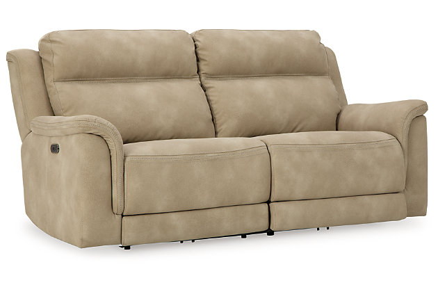 It’s time to rethink the way you relax—and time to experience the joys of the Next-Gen DuraPella power reclining sofa. Taking a fashion-forward approach to the art of relaxation, the sofa—with a one-touch power control and an energy-efficient USB plug-in—will elevate your style and raise your standard of living. Its zero-gravity mechanism lifts the ottoman higher than traditional recliners to improve circulation. And talk about low maintenance. This designer recliner is wrapped in durable, water-repellent upholstery that's family- and pet-friendly.Dual-sided recliner | One-touch power control with adjustable positions, Easy View™ adjustable headrest and zero-draw USB plug-in | Zero-draw technology only consumes power when the USB receptacle is in use | Corner-blocked frame with metal reinforced seat | Attached back and seat cushions | High-resiliency foam cushions wrapped in thick poly fiber | Zero-gravity mechanism (raises the ottoman to improve circulation) | Extended ottoman for enhanced comfort | Water-repellent polyester/polyurethane (faux leather) upholstery | Power cord included; UL Listed | Estimated Assembly Time: 15 Minutes