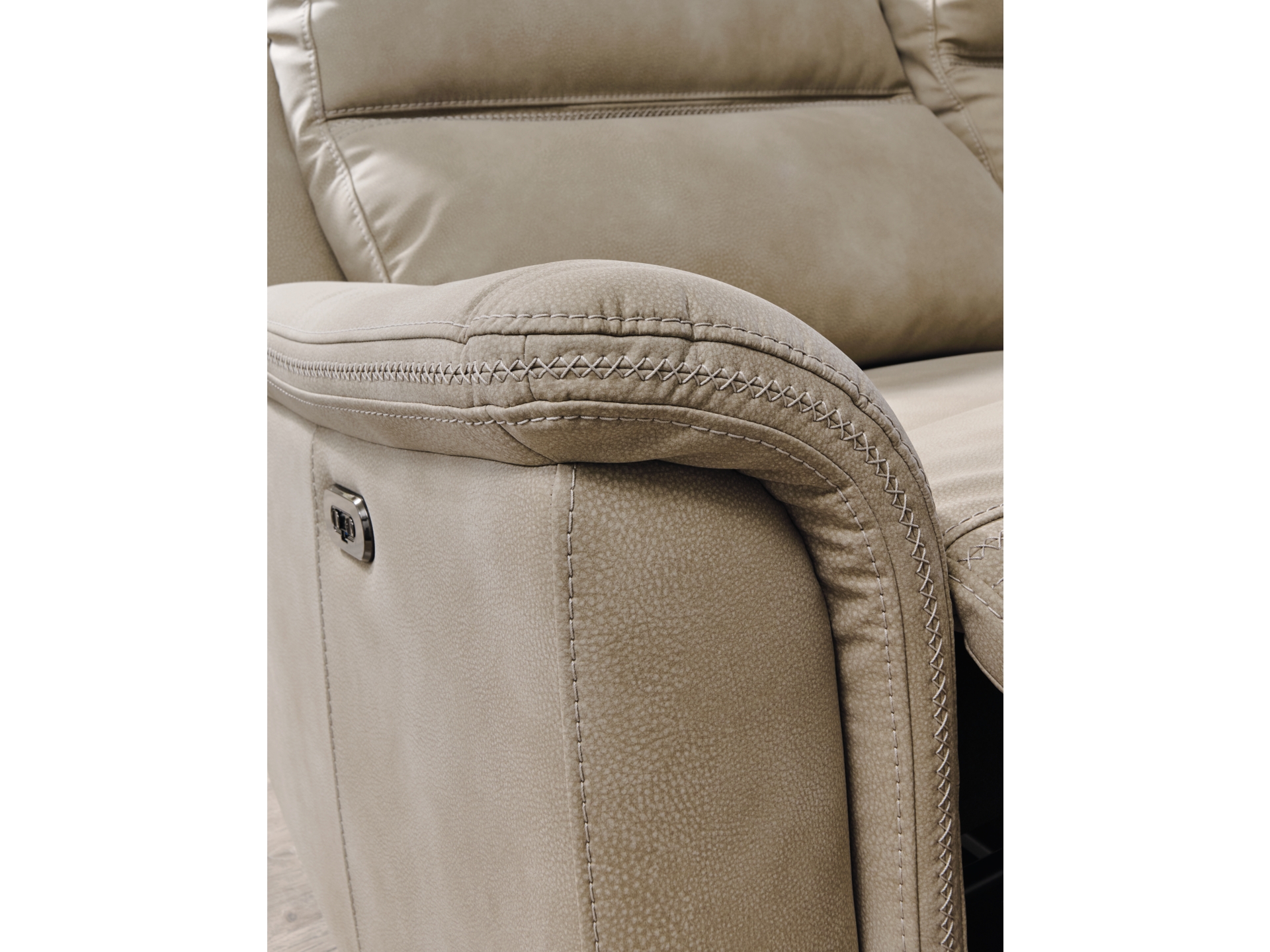 Image 2 of Next-Gen DuraPella Performance Fabric Dual Power Recliner Sand 